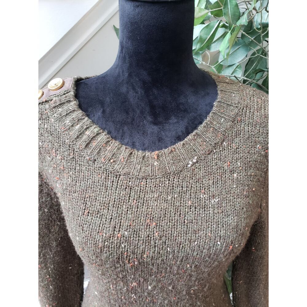 Charlie & Robin Sweater Womens Small Green Wool Long Sleeve Crew Neck Pullover - Picture 5 of 12